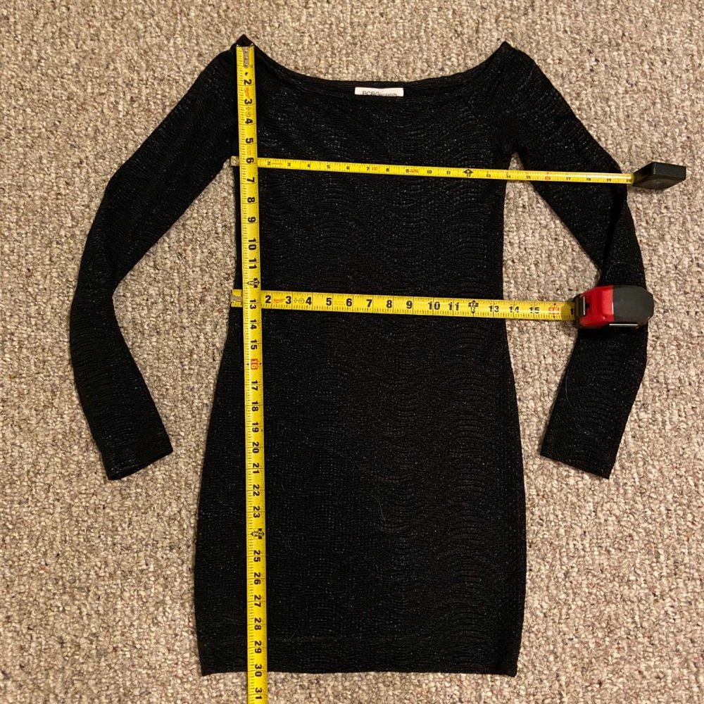 BCBG Long Sleeve Shiny Black Dress